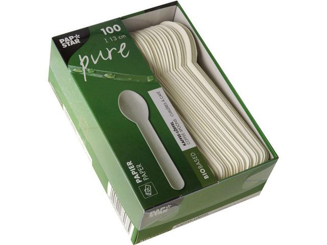 Teskje Pure Papp 13Cm Hvit (100 stk)