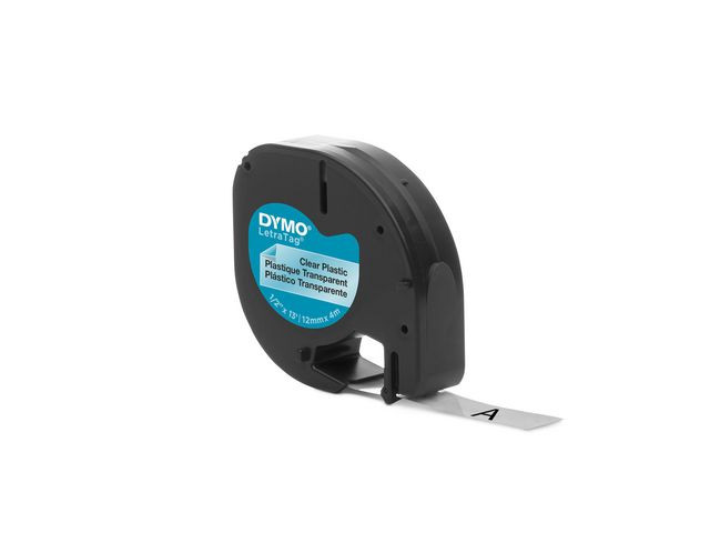 BildeTape Dymo Letratag 12Mm Plast Sort/Klar