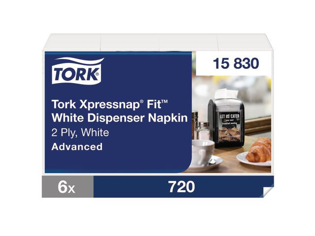 BildeDispenserserviett Tork N14 2L Hvit (720 stk/pk, 6 pakker)