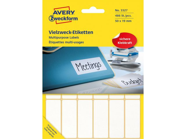 BildeEtikett Avery Manuell 19X50Mm Hvit (486 stk)