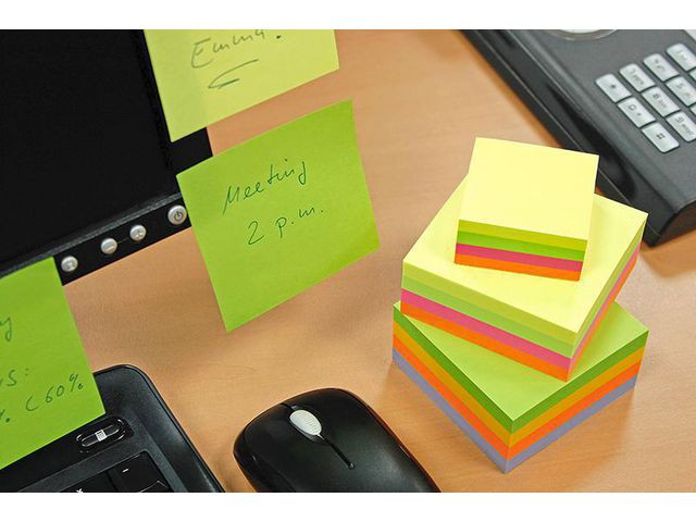 Notatkube Info 50X50Mm Neon Ass