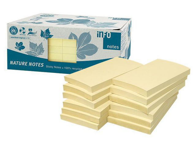 BildeNotatblokk Info 75X125 Resirk Gul (12 stk)