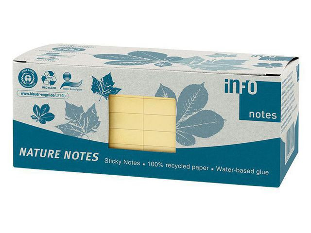 Notatblokk Info 75X75 Resirk Gul (12 stk)