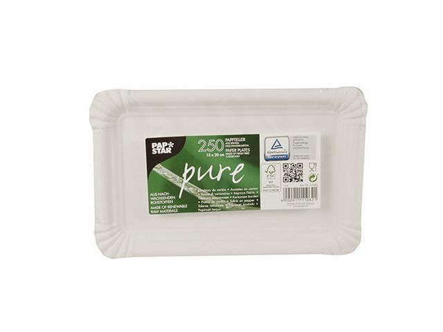 Tallerken Pure Papp 13X20Cm Hvit (250 stk)