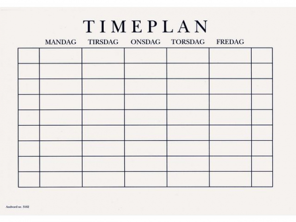 Timeplan A5 Gangetabell (200 stk)