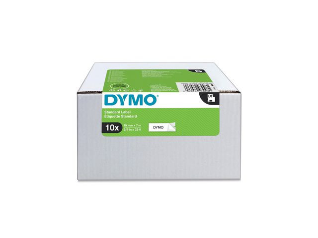 Tape Dymo D1 19Mm X 7M Sort/Hvit (10 stk)
