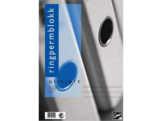 Ringpermblokk Emo A4 70G 80Bl Ulinjert (5 stk)