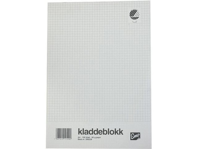 Kladdeblokk Emo A4 60G 100 Blad Ruter (10 stk)