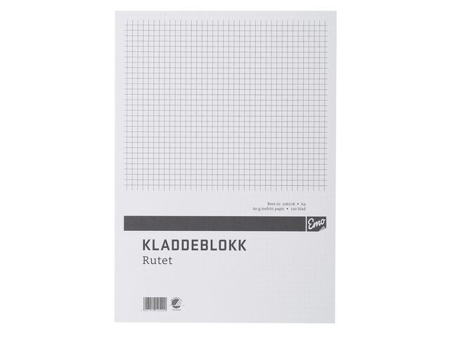 BildeKladdeblokk Emo A4 60G 100 Blad Ruter (10 stk)