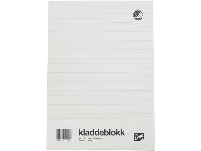 Kladdeblokk Emo A4 60G 100 Blad Linjer (10 stk)