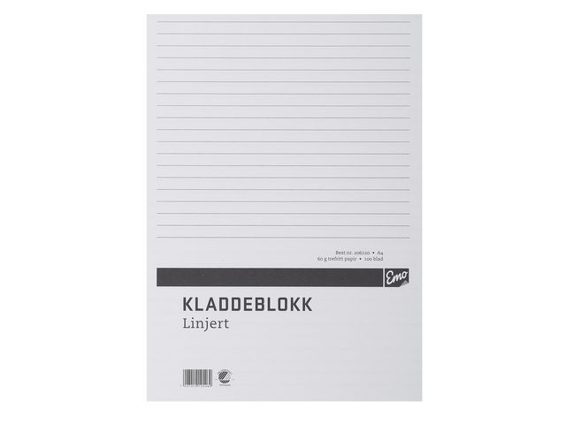 BildeKladdeblokk Emo A4 60G 100 Blad Linjer (10 stk)