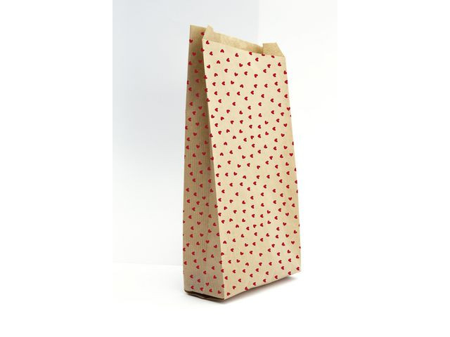 BildePapirpose 11X21X5Cm Kraft M/Hjerter (50 stk)
