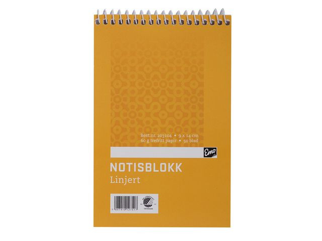 BildeNotisblokk Emo 9X14Cm 60G 50Bl Linj Spir (10 stk)