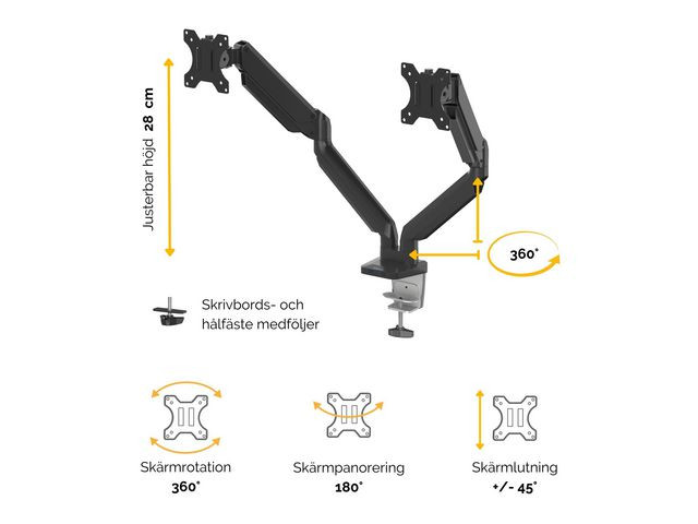 Skjermarm Fellowes Dual