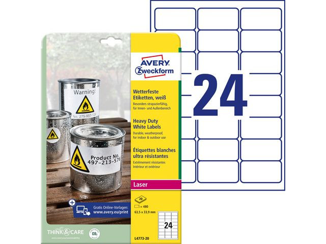BildeEtikett Avery Polyester 64,6X33,9Mm (480 stk)