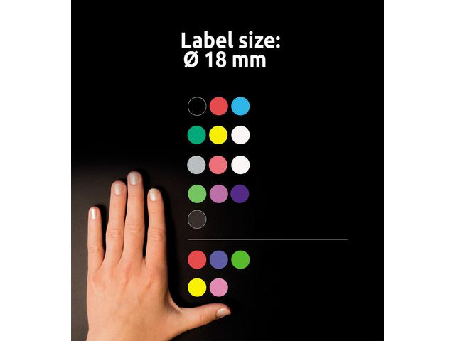 Etikett Avery Manuell Ø18Mm Rød (96 stk)