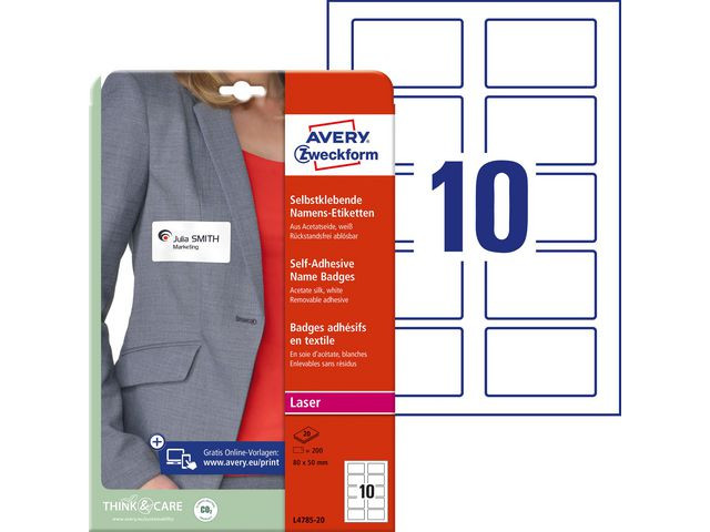BildeEtikett Avery Navneskilt 80X50Mm (200 stk)