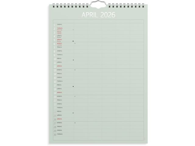 Familiekalender Grieg 2026 Color A4