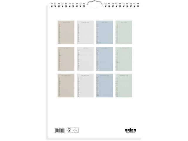 Familiekalender Grieg 2026 Color A4