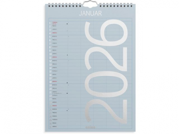 Familiekalender Grieg 2026 Color A4