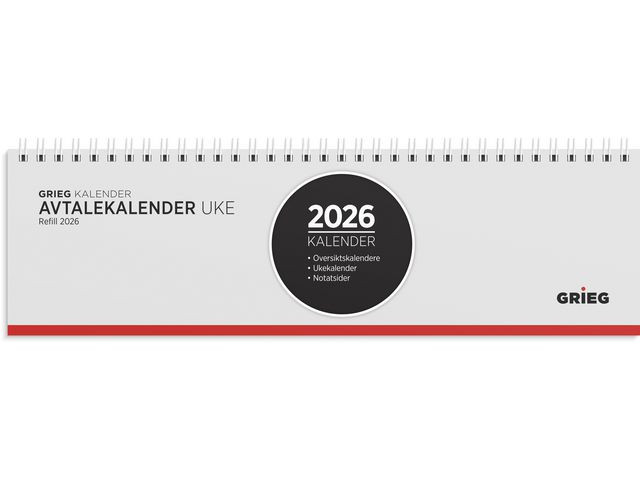 BildeAvtalekalender Grieg 2026 Spiral