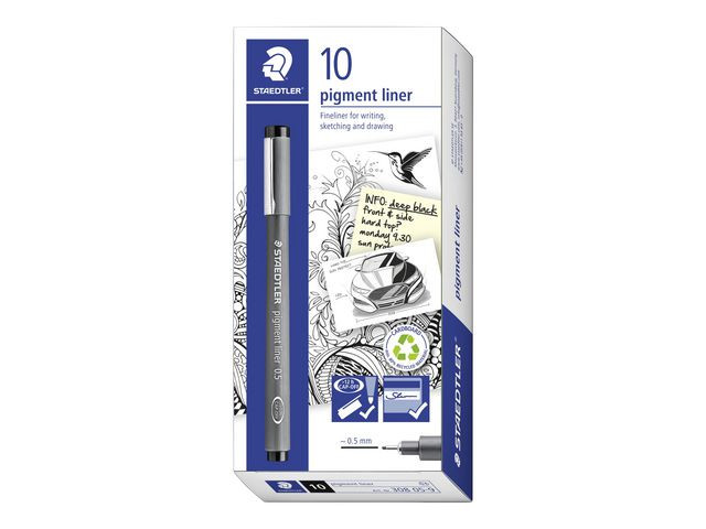 Fiberpenn Staedtler 0,5Mm Sort (10 stk)