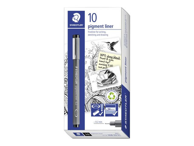 Fiberpenn Staedtler 0,2Mm Sort (10 stk)