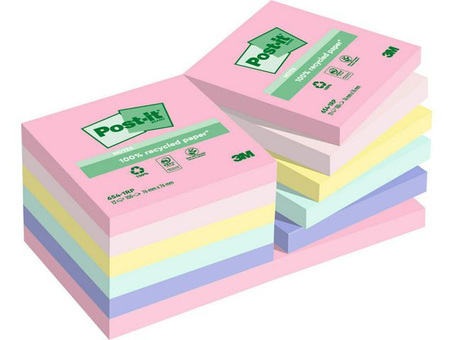 BildeNotatblokk Post-It 76X76 Resirk Ass (12 stk)
