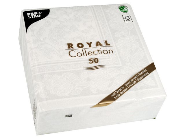 BildeServiett Papstar Rc 40Cm Hvitmønstr (50 stk/pk, 5 pakker)