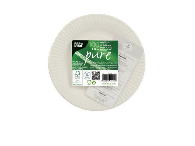 Tallerken Pure Papp 15Cm Hvit (100 stk)