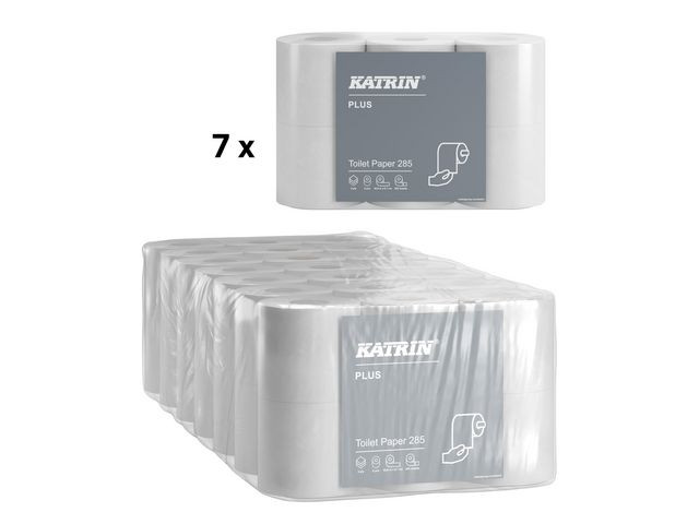 Toalettpapir Katrin Plus 285 3L 35,6M (6 stk/pk, 7 pakker)
