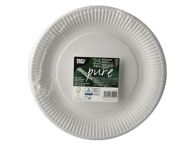Tallerken Pure Papp 26Cm Hvit (25 stk)