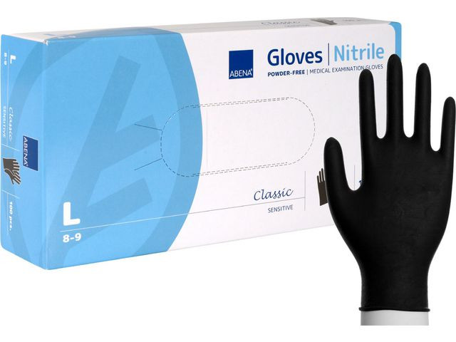 Hanske Abena C.s Nitril U/P L Sort (100 stk)