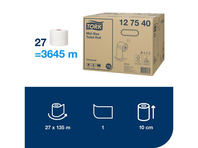 Toalettpapir Tork Univ. 1L 135M T6 (27 stk)