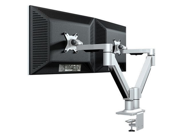 Skjermarm Kenson Twin Gasslift Lcd Sølv