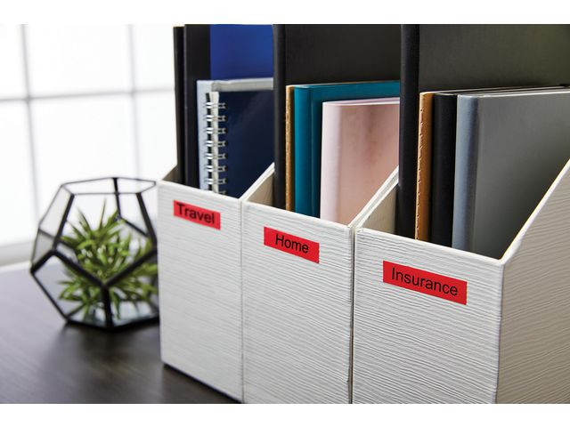 Dymo Teip D1 12mmx7m sort/rd