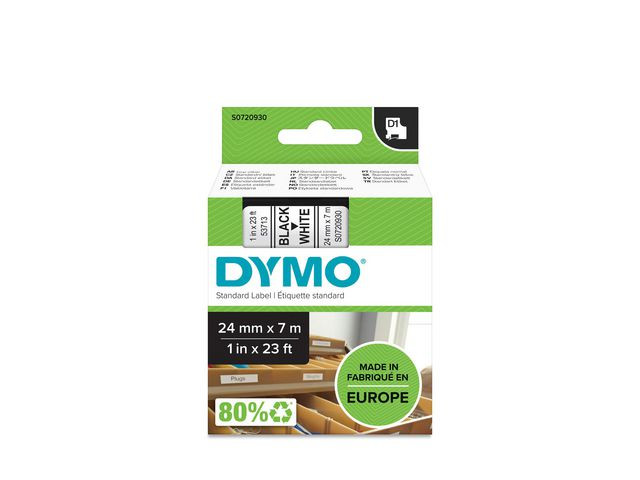 Tape Dymo D1 24Mm X 7M Sort/Hvit