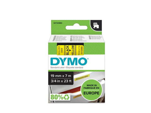 Tape Dymo D1 19Mm X 7M Sort/Gul