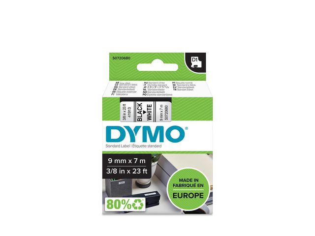 DYMO Ribbon S0720680 40913 9mm Black on White