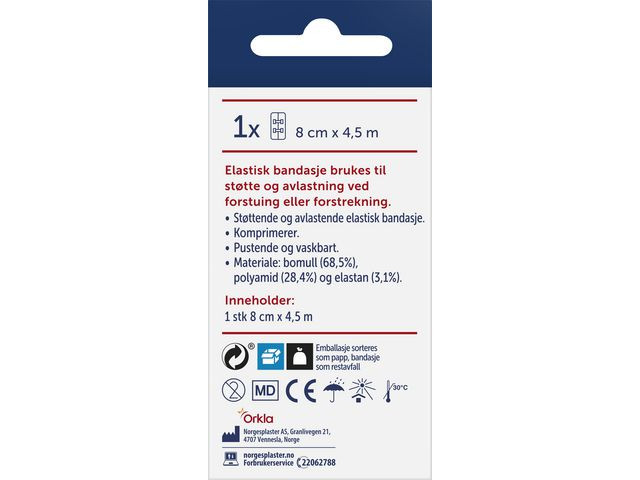 Bandasje Norgesplaster Elastisk 8Cmx4,5M