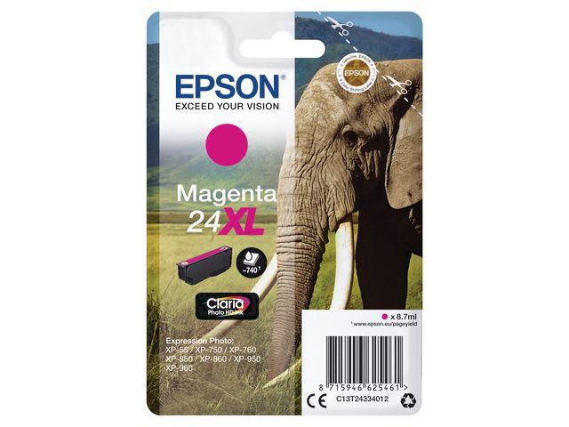 BildeEPSON Ink C13T24334012 24XL Magenta Elephant