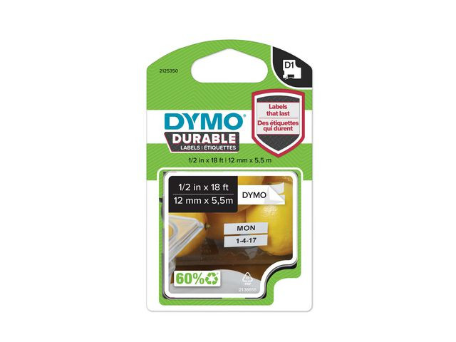 Tape Dymo D1 12Mm X 5,5M Sort/Hvit