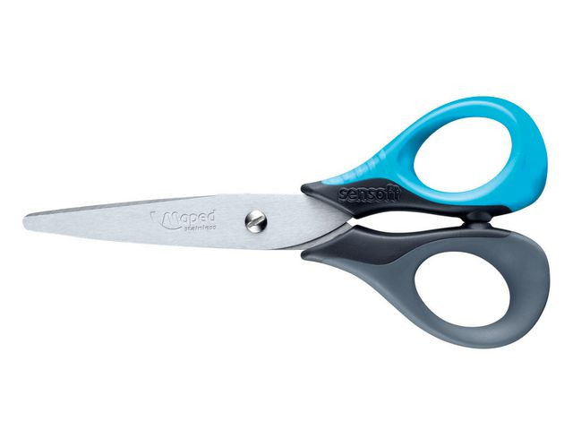 BildeSaks 1 Barn 13Cm Softgrip Blå/Grå (12 stk)