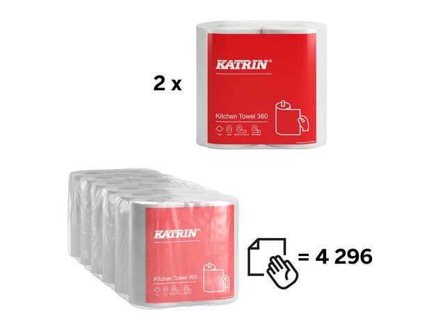 Kjøkkenrull Katrin 360 1L 100M (2 stk/pk, 6 pakker)