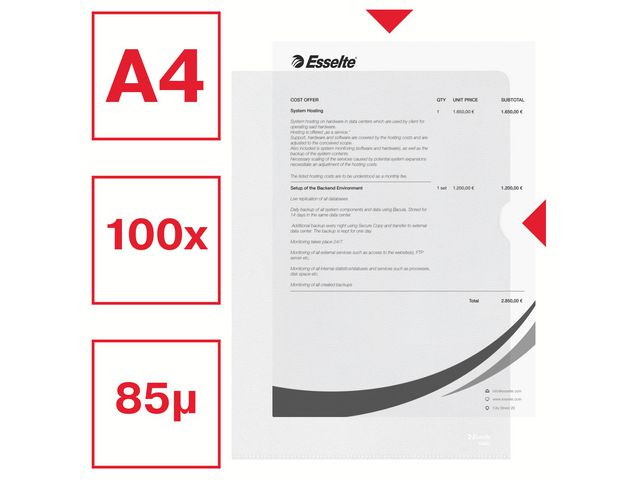 Plastomslag Esselte A4 85My (100 stk)