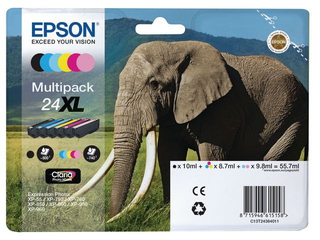 BildeEPSON Ink C13T24384011 24XL Multipack Elephant