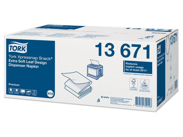 Dispenserserviett Tork N10 2L Hvit (500 stk/pk, 8 pakker)