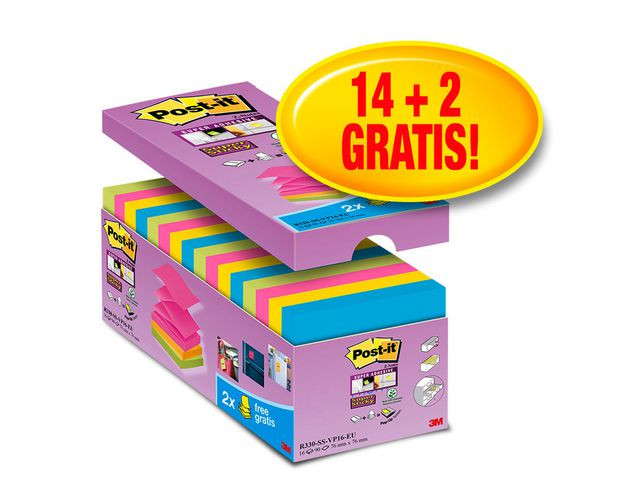 BildeNotatblokk Post-It Sszn 76X76 Ass (16 stk)