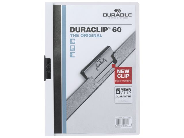 Klemmappe Duraclip A4 60 Ark Hvit