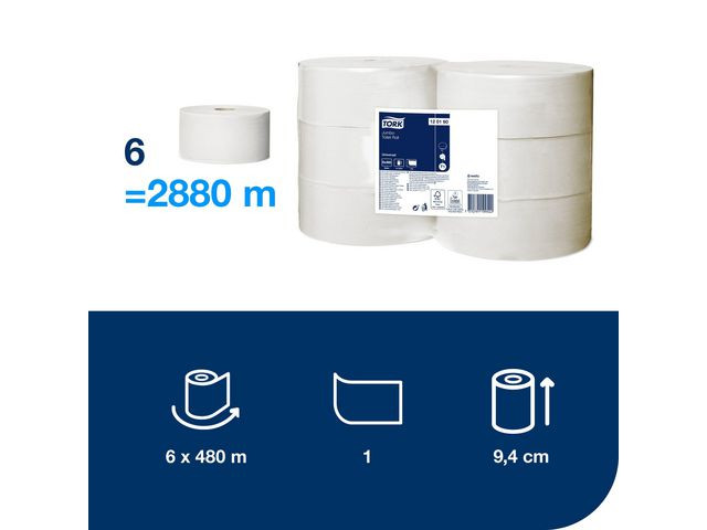 Toalettpapir Tork Universal 1L T1 480M (6 ruller)